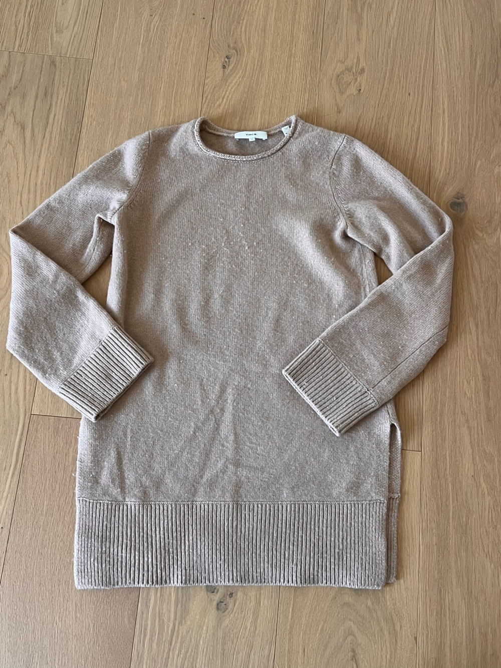 Vince Camel 100% Cashmere Crewneck Knit Tunic Sweater XS $498